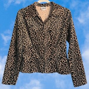 Y2K Fitted Leopard Zipper Jacket